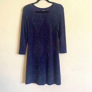 Trixxi womans mini party dress navy M 3/4 sleeves sparkly sexy fitted stretch